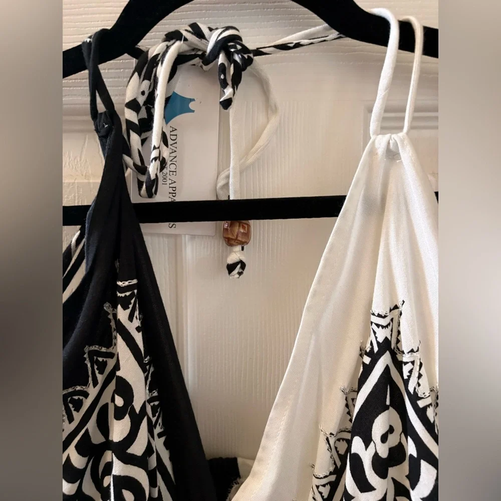Advance Apparels Black and White Paisley Halter Dress - Picture 11 of 14